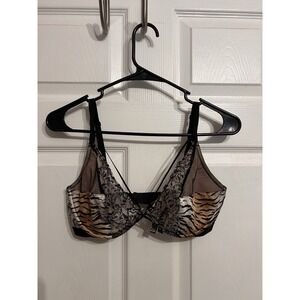 Victorias Secret 34DD Very Sexy Unlined Plunge Animal Print Lingerie Intimates